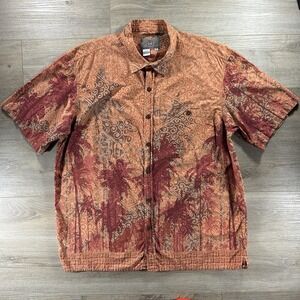 Territory Ahead Shirt Mens 2XL XXL Red Orange Hawaiian Aloha Palm Tree BOHO Camp